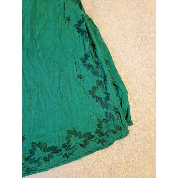 Anthropologie Bonnie Smocked Midi Dress Embroidered Green M Boho - Picture 6 of 11